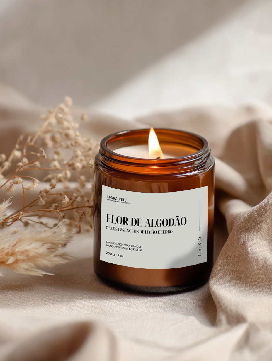 Liora Pets – Flor de Algodão, Limão & Cedro | 200g Soy Wax